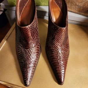BCBG MaxAzria Snake Print Leather Heeled Mules size 8